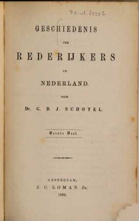 Geschiedenis der rederijkers in Nederland, 1