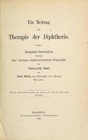 Ein Beitrag zur Therapie der Diphtherie : Inaug.-Diss.