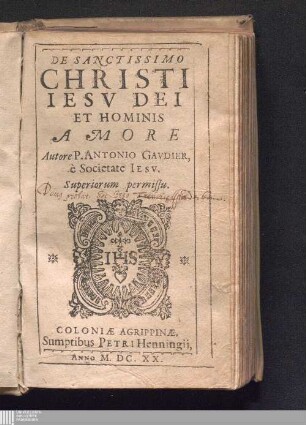 De Sanctissimo Christi Iesv Dei Et Hominis Amore