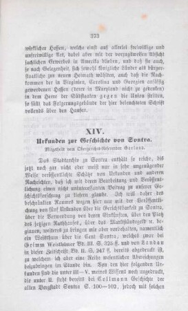 XIV. Urkunden zur Geschichte von Sondra