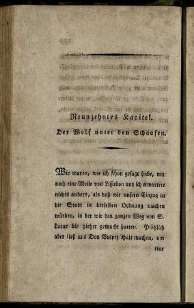 Neunzehntes Kapitel. Der Wolf unter den Schaafen.