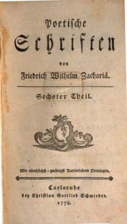 Poetische Schriften, 6