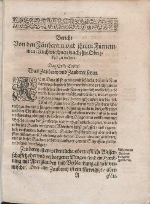 Das Erste Capitel. Was Zauberey vnd Zauberer seyen