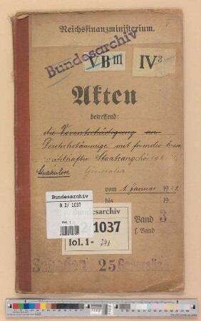 Vorentschädigung an Deutschstämmige mit fremder bzw. zweifelhafter Staatsangehörigkeit: Bd. 3