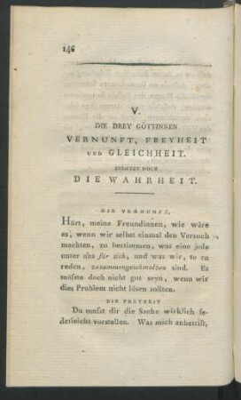 V. Die Drey Göttinnen Vernunft, Freyheit Und Gleichheit. Zuletzt Noch Die Wahrheit.