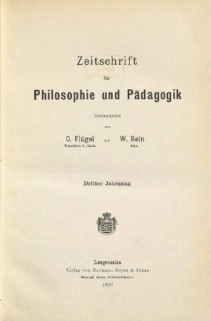 Zeitschrift für Philosophie und Pädagogik. 3. 1896