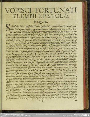 Vopisci Fortunati Plempii Epistolae