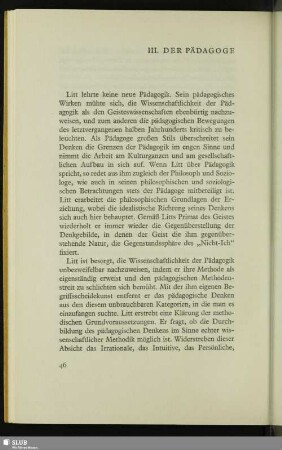 III. Der Pädagoge