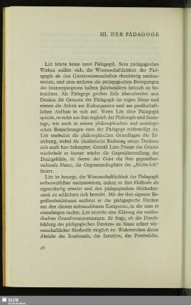 III. Der Pädagoge