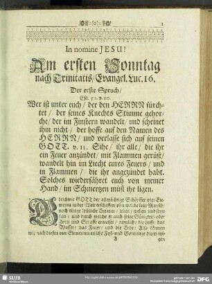 Am ersten Sonntag nach Trinitatis, Evangel. Luc. 16