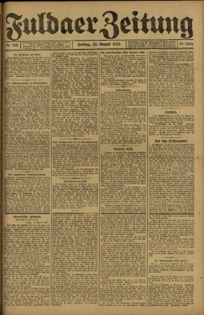 Ausgabe vom Freitag, den 20. August 1920.