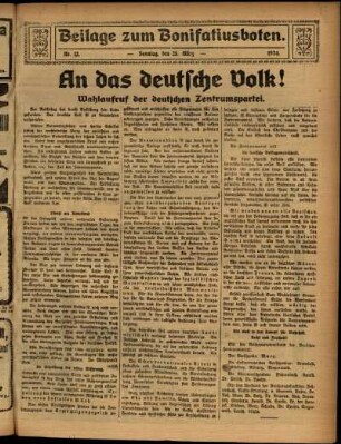 Zweite Ausgabe vom Sonntag, den 23. März 1924.