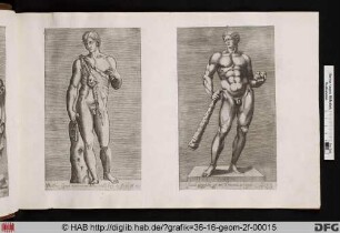 Rechts: Statue des Herkules aus der Sammlung des Kapitols.