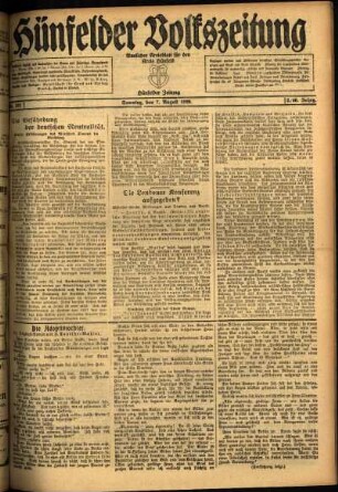 Ausgabe vom Samstag, den 07. August 1920.