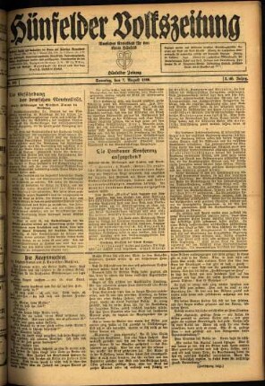 Ausgabe vom Samstag, den 07. August 1920.