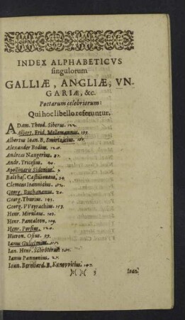 Index alphabeticus