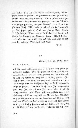 240 Wandsbeck, d. 21. Oktbr. 1814