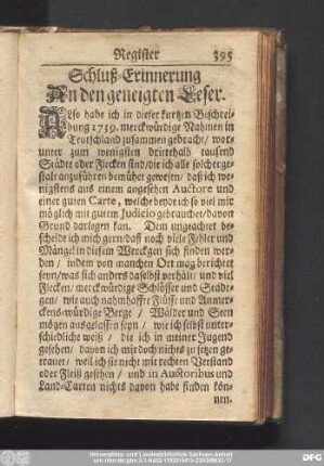 Schluß-Erinnerung An den geneigten Leser.