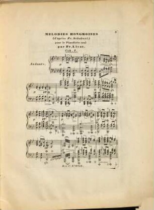 Mélodies hongroises : d'après Fr. Schubert ; pour piano seul, 1. [1840]. - Pl.Nr. D.et C.No.6958. - 23 S.