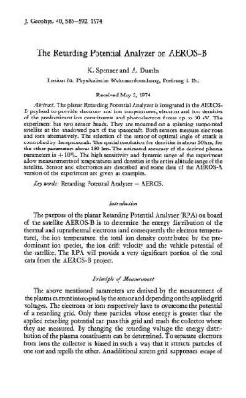 The retarding potential analyzer on AEROS-B