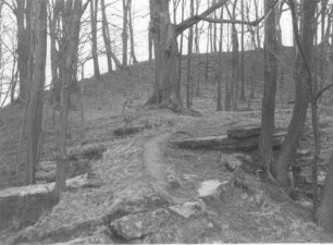 Dahren, Wallkessel : Göda-Dahren. Wallkessel (Ostende) des Burgwalls vor der Spitze des Talspornes