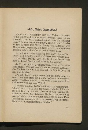 Ade, liebes Sonnykind
