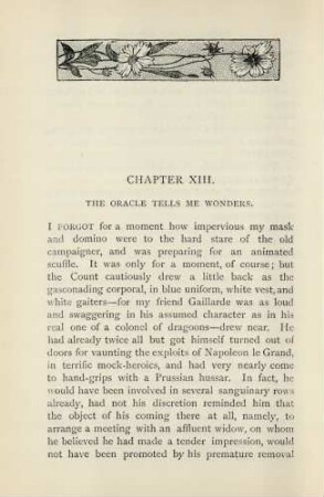 Chapter XIII. The oracle tells me wonders