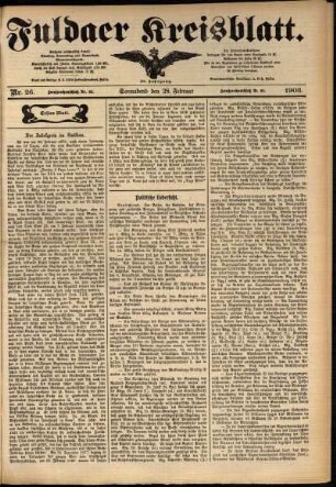 Erste Ausgabe vom Samstag, den 28. Februar 1903.