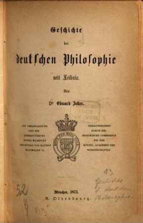 Geschichte der deutschen Philosophie seit Leibniz