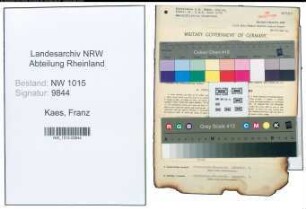 Entnazifizierung Franz Kaes , geb. 01.08.1903 (Elektriker)