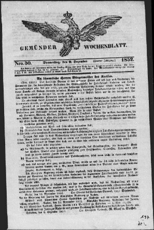 Gemünder Wochenblatt. 1852-1853