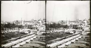 Paris, Weltausstellung 1900, Blick vom Trocadéro-Hügel auf das noch im Bau befindliche Ausstellungsgelände
