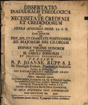 Diss. inaug. theol. de necessitate credendi et credendorum