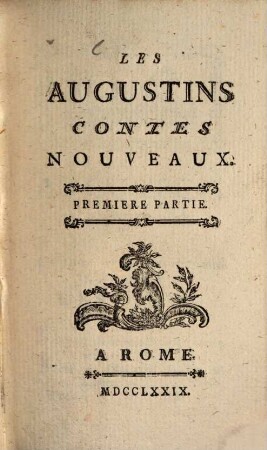 Les Augustins : contes nouveaux. 1. - 143 S.