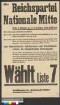 Wahlplakat der Reichspartei (Nationale Mitte) zur Stadtverordnetenwahl am 1. März 1931