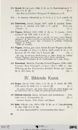IV. Bildende Kunst (Nr. 206-276)