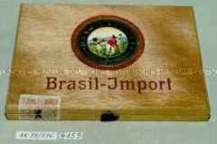 Holzkiste mit Blechverschluss für "BRASILSCHNEE Brasil-Import 10 ZIGARREN"