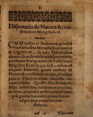 Disp. de natura et constitutione metaphysicae