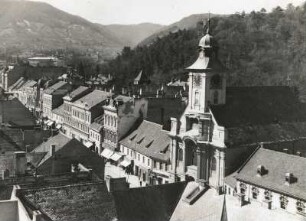 Brașov (Kronstadt). Blick vom Hotel "Carpaţi" auf die Stadt
