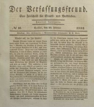 № 16. Cassel, den 25. Februar 1832.