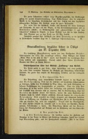 Generalkonferenz bergischer Lehrer in Ohligs am 27. Dezember 1882