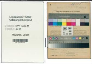 Entnazifizierung Josef Mazurek , geb. 17.09.1899 (Bergmann)