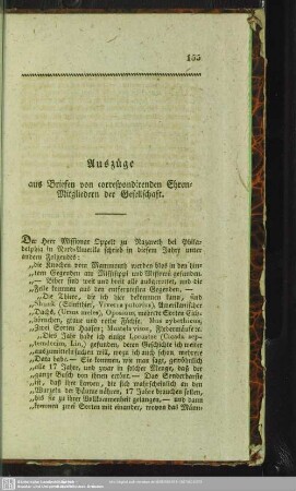 Auszüge aus Briefen von correspondirenden Ehren-Mitgliedern der Gesellschaft