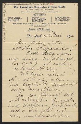 Brief an Ferruccio Busoni, 10.05.1892
