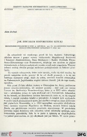11: Jak zostałem historykiem sztuki : przemówienie wygłoszone w dniu 20 listopada 1972 na uroczystości odnowienia dyplomu doktorskiego uzyskanego w roku 1922