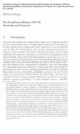 Der Faschismus-Diskurs 1967/68