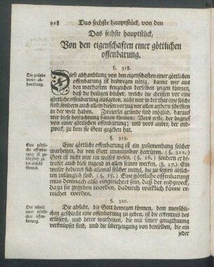 Das sechste hauptstück, Von den eigenschaften einer göttlichen offenbarung.