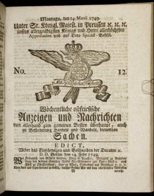 No. 12. Montags, den 24. Martii 1749.