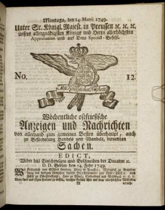 No. 12. Montags, den 24. Martii 1749.