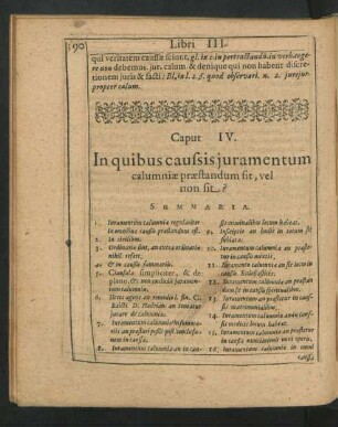 Caput IV. In quibus causis iuramentum calumniae praestandum sit, vel non sit?